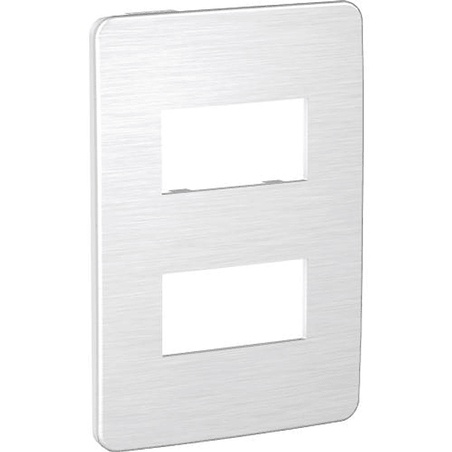 ORION PLACA INTERRUPTOR/ENCHUFE 2 MÓDULOS HORIZ SEP BLANCA/ALUMINIO GRIS CÓSMICO