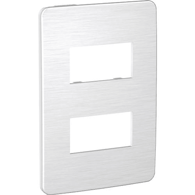 ORION PLACA INTERRUPTOR/ENCHUFE 2 MÓDULOS HORIZ SEP PLATA/GRIS ALUMINIO CÓSMIC