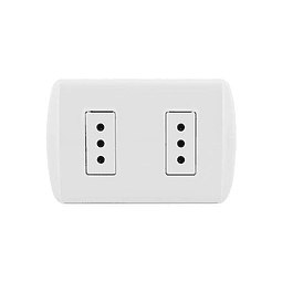 TOMA CORRIENTE ARMADO 2 MODULOS 2 POLOS + TIERRA 10A 250V C/PLACA 4X2" BLANCO