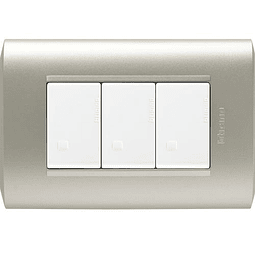 INTERRUPTOR DOMICILIARIO ARMADO EMBUTIDO 3 SIMPLES MARFIL 250V 10A HORIZONTAL MODUS STYLE