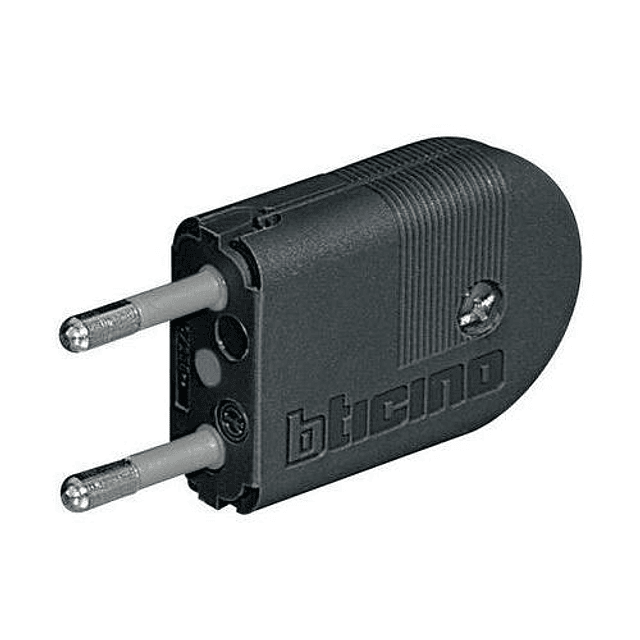 ENCHUFE MACHO RESIDENCIAL MACHO GRIS 2 POLOS 250V 10A