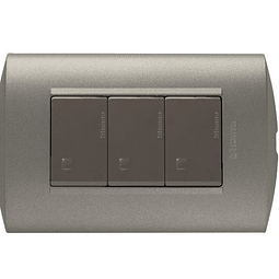 INTERRUPTOR DOMICILIARIO ARMADO EMBUTIDO TRIPLE 9/32 MINK TERRA MODUS STYLE