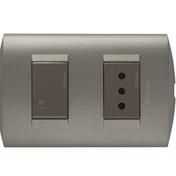 INTERRUPTOR/ENCHUFE HEMBRA ARMADO INT 9/12+TOMA 2 POLOS + TIERRA 10A 250V C/PLACA MINK TERRA