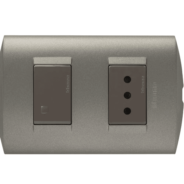 INTERRUPTOR/ENCHUFE HEMBRA ARMADO INT 9/12+TOMA 2 POLOS + TIERRA 10A 250V C/PLACA MINK TERRA