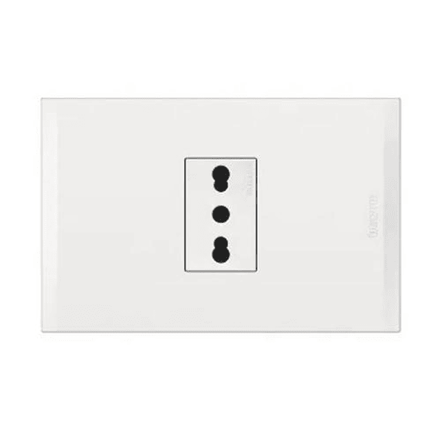 MODULO TOMACORRIENTE 1 MODULO BLANCO 2 POLOS + TIERRA 10/16A NOBILE