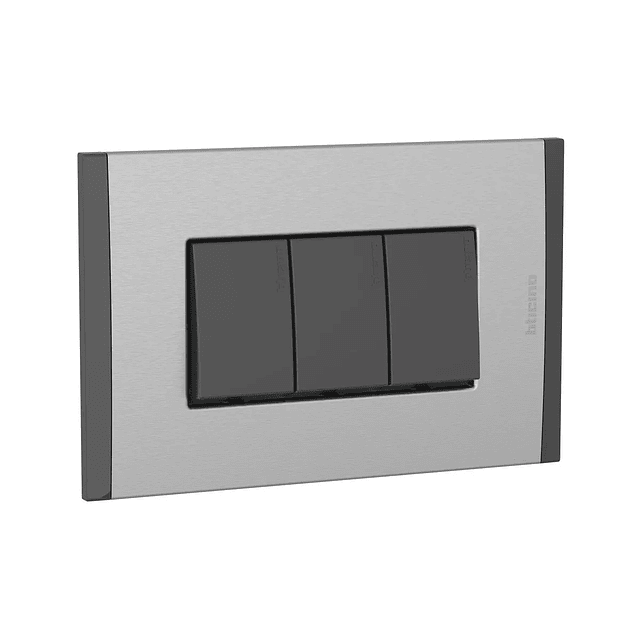 INTERRUPTOR DOMICILIARIO ARMADO EMBUTIDO 3 SIMPLES ANTRACITA TITANIO 250VAC 10A METAL NÓBILE