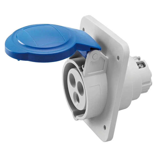ENCHUFE HEMBRA INDUSTRIAL EMBUTIDO 2P+T 32A 250V 6H IP44