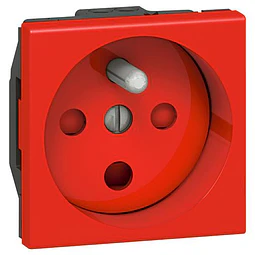 MODULO TOMACORRIENTE ESTÁNDAR FRANCÉS ROJO 2 POLOS + TIERRA 16A 220V ALTA SEGURIDAD SIST MOSAIC