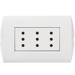 TOMA CORRIENTE ARMADO 3 MODULOS 2 POLOS + TIERRA 10A 250V BLANCO