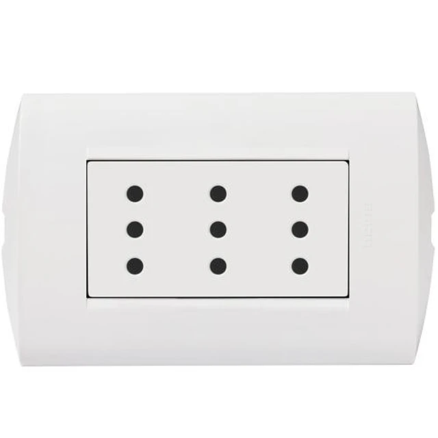 TOMA CORRIENTE ARMADO 3 MODULOS 2 POLOS + TIERRA 10A 250V BLANCO