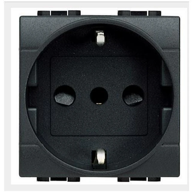 MODULO TOMACORRIENTE ESTANDAR ALEMAN SCHUKO 2 MODULOS NEGRO 2 POLOS + TIERRA 16A