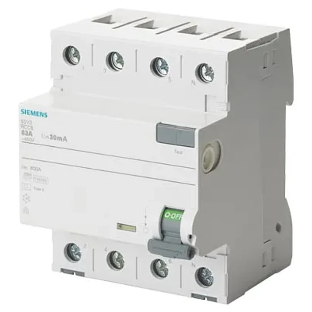 4X63A 30MA INTERRUPTOR DIFERENCIAL 4 POLOS, TIPO A, ENTRADA: 63 A, 30 MA, UN AC: 400
