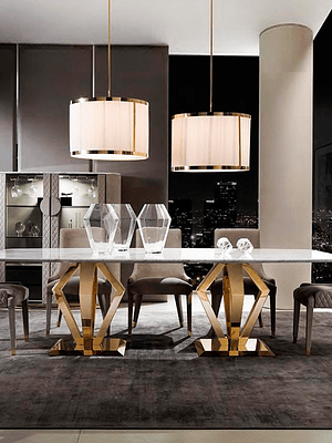 Mesa Comedor Modena Mármol Blanco Grande