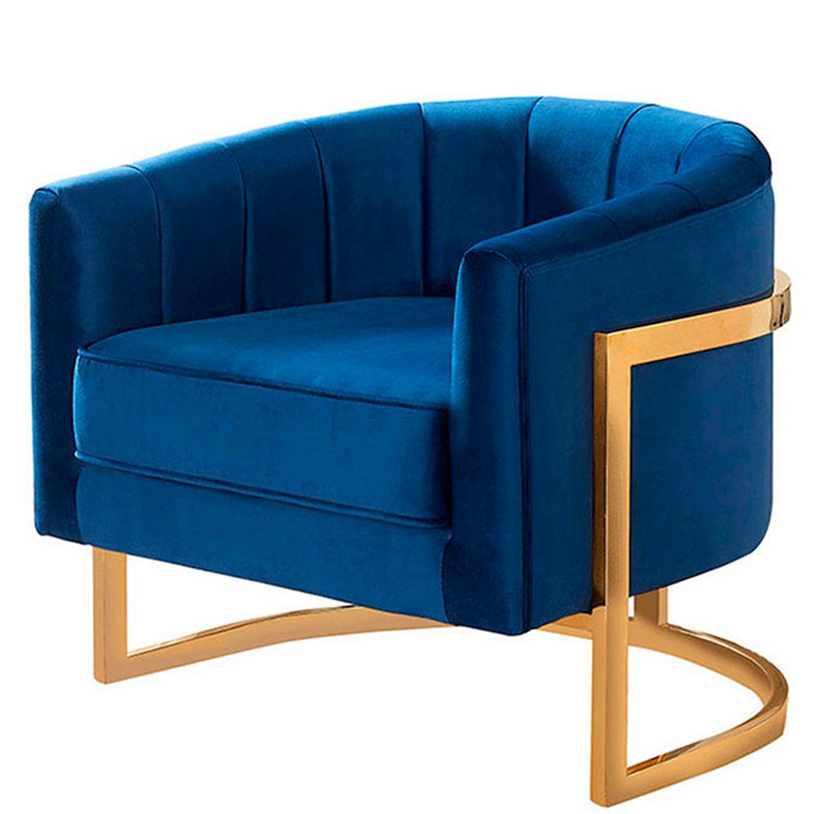 Sillon Brigitte Velvet Azul Base Dorada 1