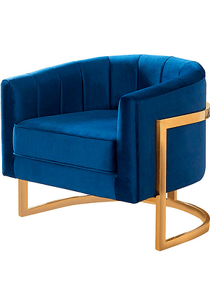 Sillon Brigitte Velvet Azul Base Dorada