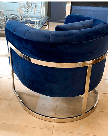 Sillon Brigitte Velvet Azul Base Plata