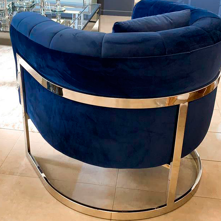 Sillon Brigitte Velvet Azul Base Plata 2
