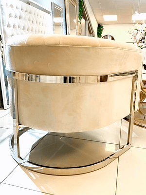 Sillon Brigitte Velvet Beige Base Plata