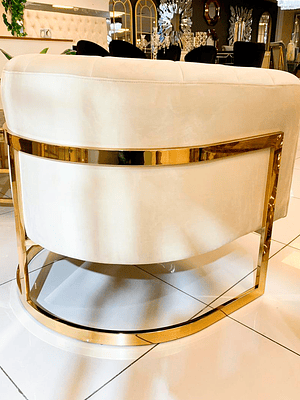 Sillon Brigitte Velvet Beige Base Dorada