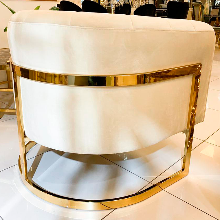 Sillon Brigitte Velvet Beige Base Dorada 2