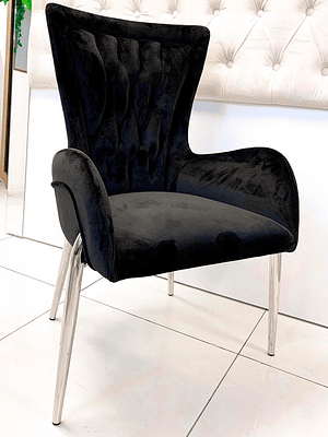 Sitial Angeline Velvet Capitoné Negro 