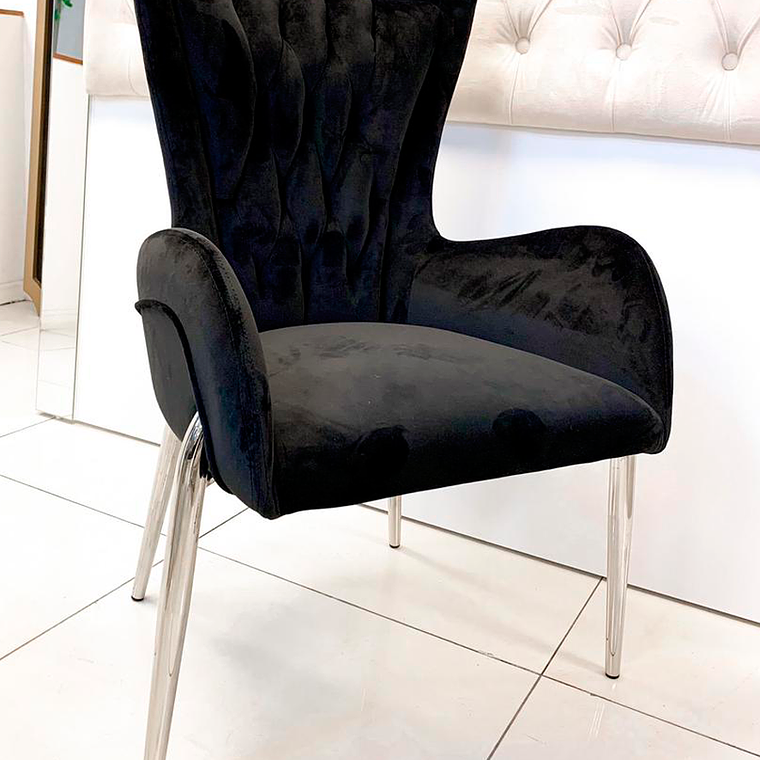 Sitial Angeline Velvet Capitoné Negro  1