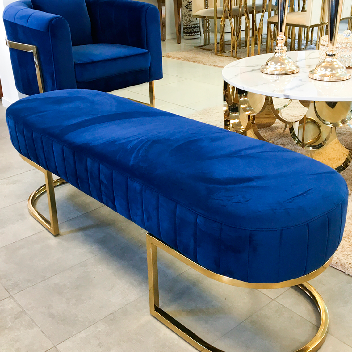 Banqueta Sabinna Velvet Azul  1