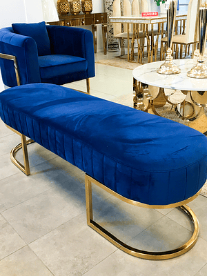 Banqueta Sabinna Velvet Azul 