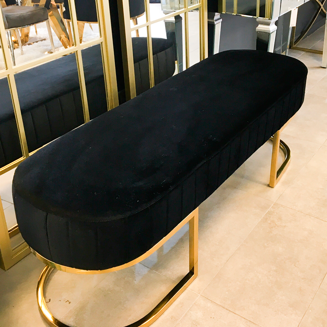 Banqueta Sabinna Velvet Negro  1