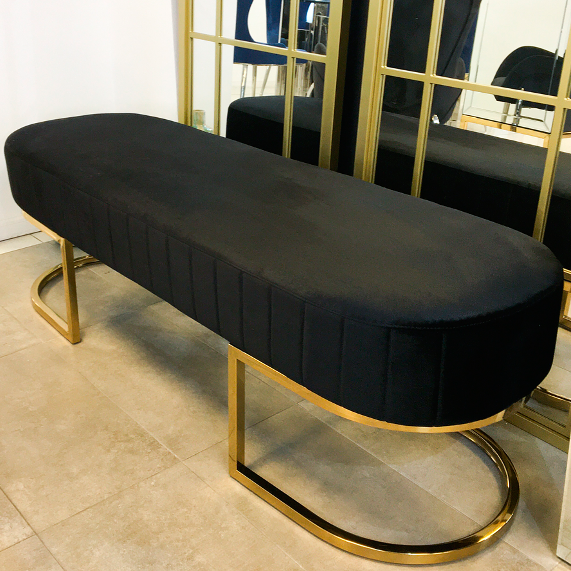 Banqueta Sabinna Velvet Negro  2
