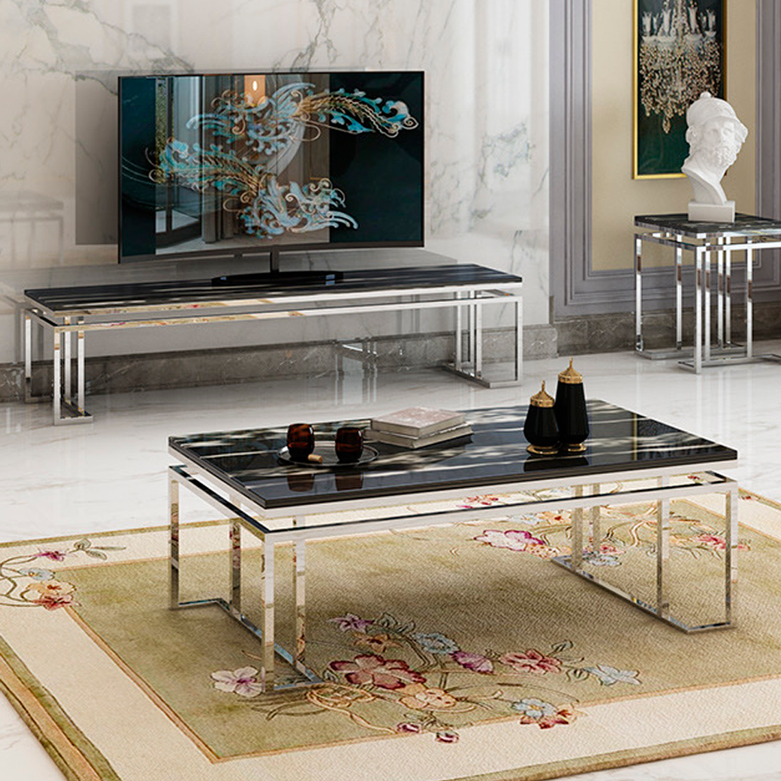 Mesa de Centro Trento Mármol Negro  2