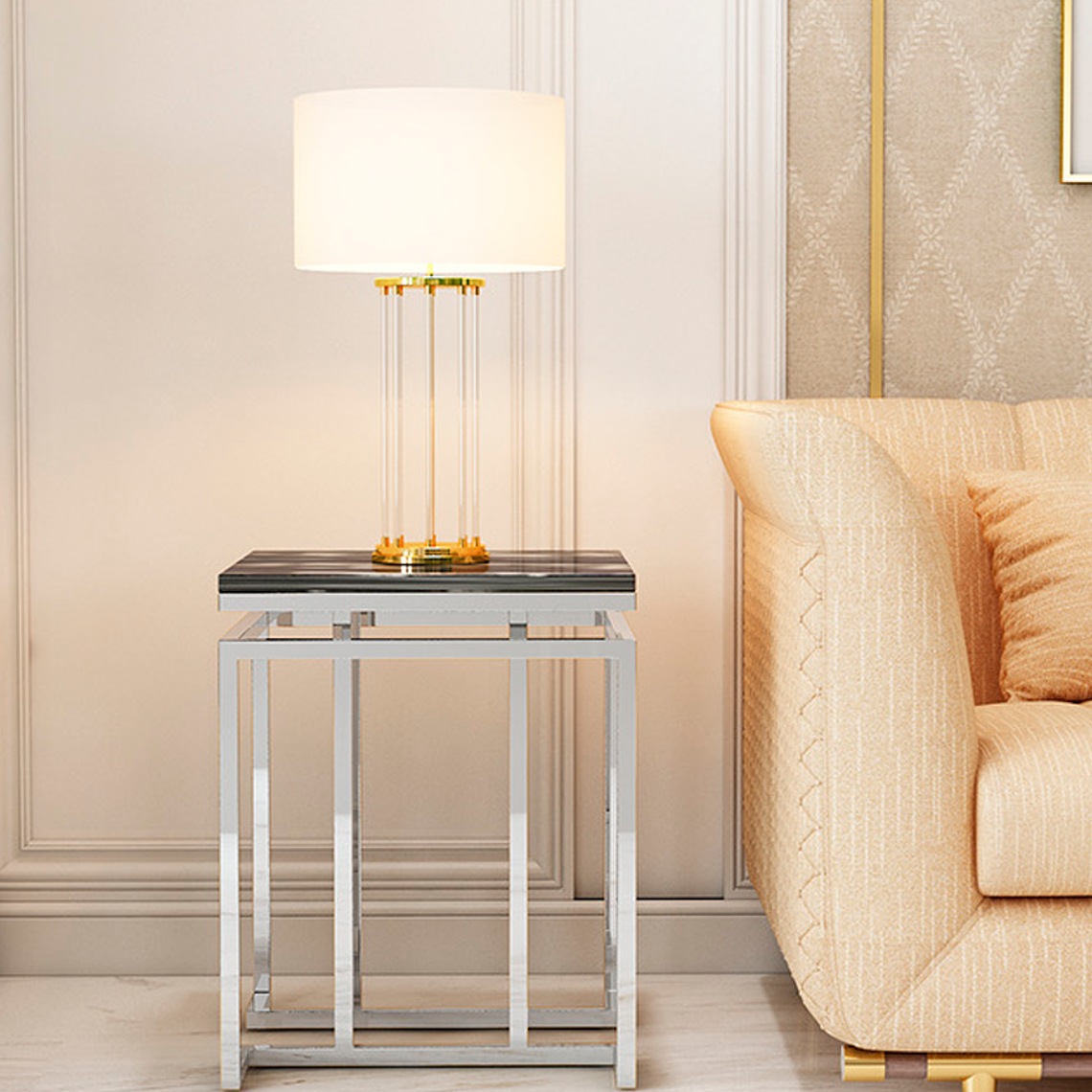 Mesa Lateral Trento Mármol Negro 1