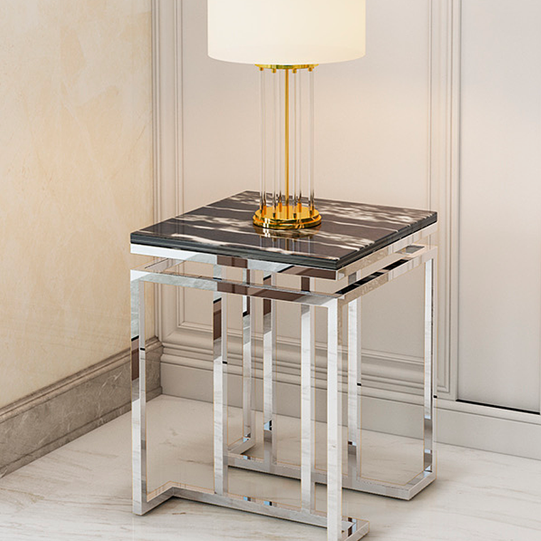 Mesa Lateral Trento Mármol Negro 3