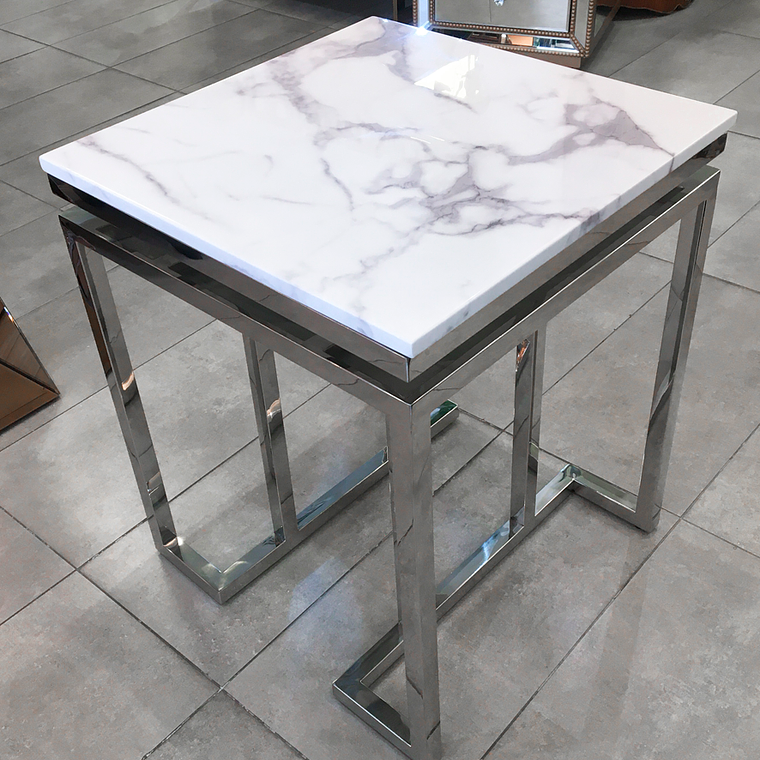Mesa Lateral Trento Mármol Blanco 2