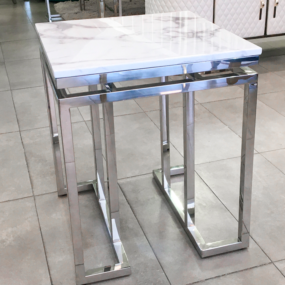 Mesa Lateral Trento Mármol Blanco 3