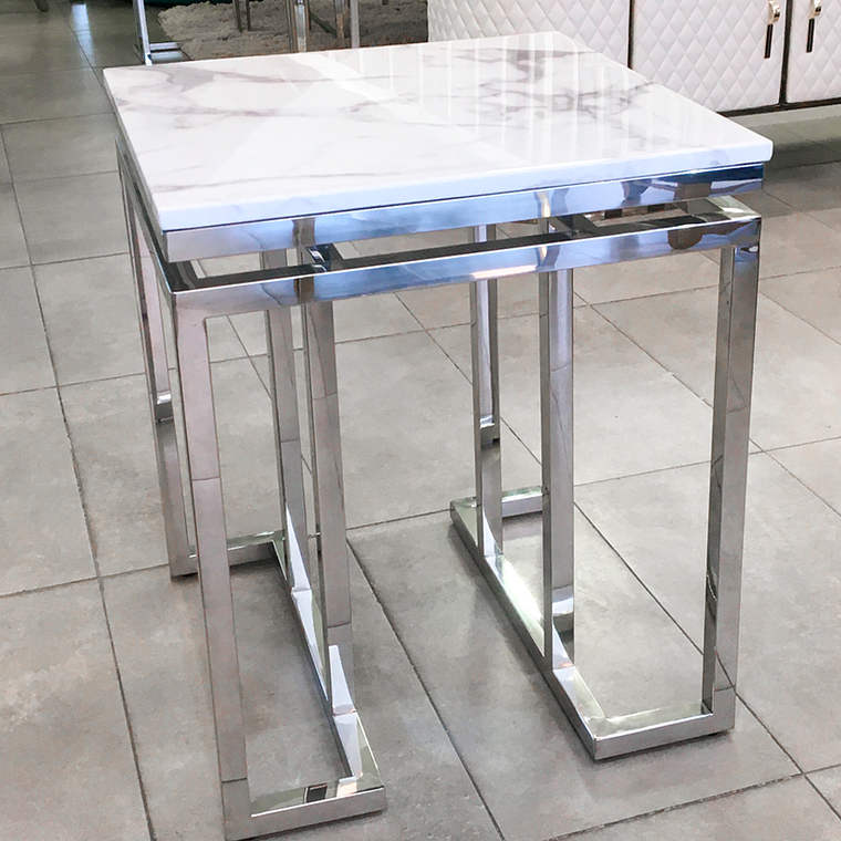 Mesa Lateral Trento Mármol Blanco 3