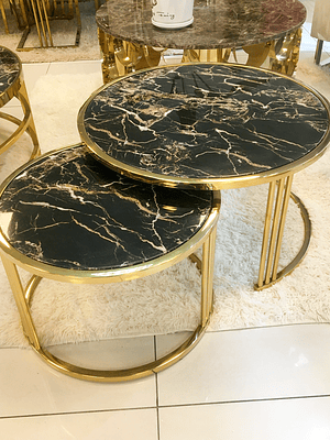 Mesa de Centro Annali Mármol Negro Veteado.