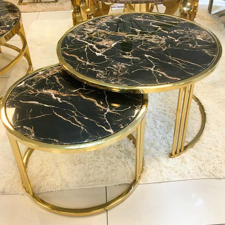 Mesa de Centro Annali Mármol Negro Veteado. 2