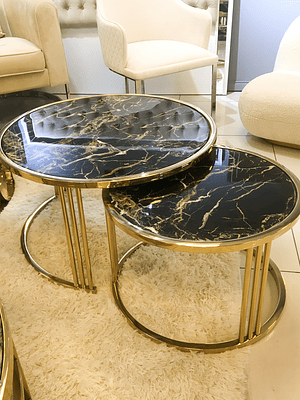 Mesa de Centro Annali Mármol Negro Veteado.