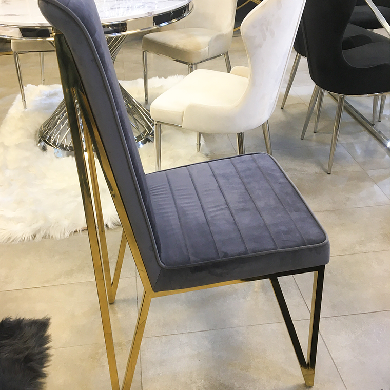 Silla Georgette Velvet Gris Humo 2