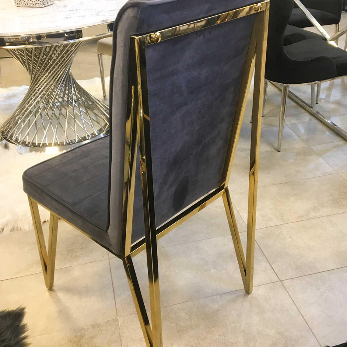 Silla Georgette Velvet Gris Humo 3