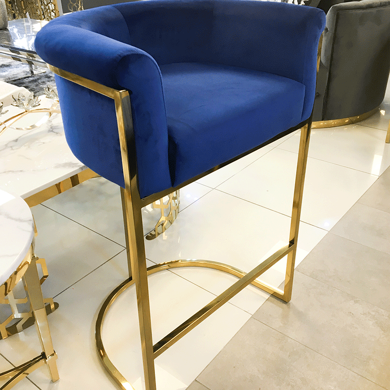 Silla Bar Le Mans Velvet Azul 1