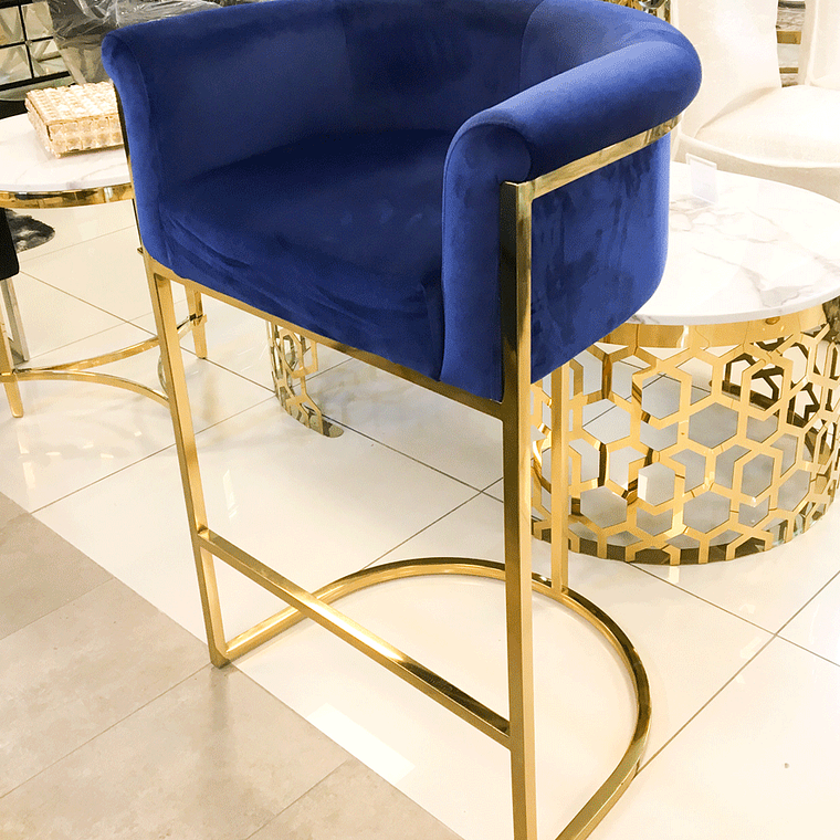 Silla Bar Le Mans Velvet Azul 3