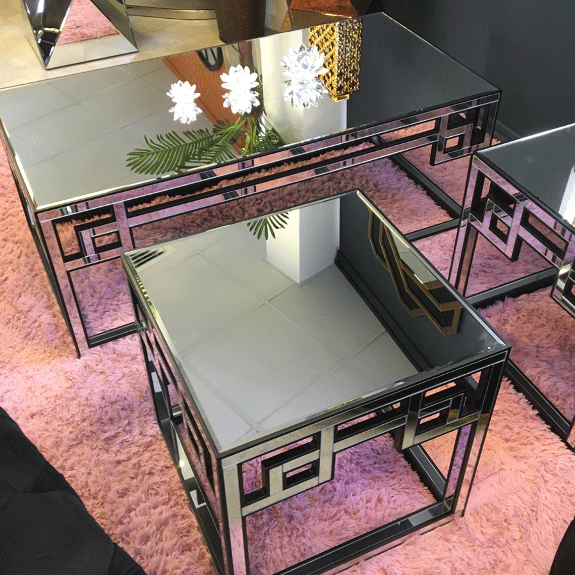 Mesa Lateral Mei Ling Color Negro-Espejo 3