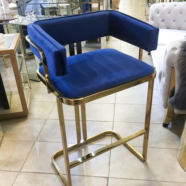 Silla Bar Edimburgo Velvet Azul 1