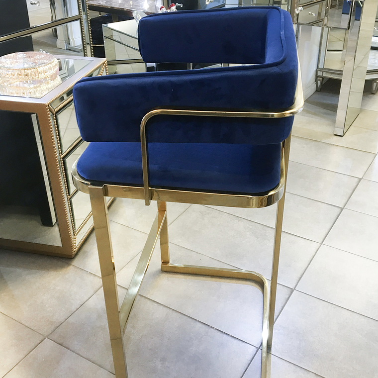 Silla Bar Edimburgo Velvet Azul 2