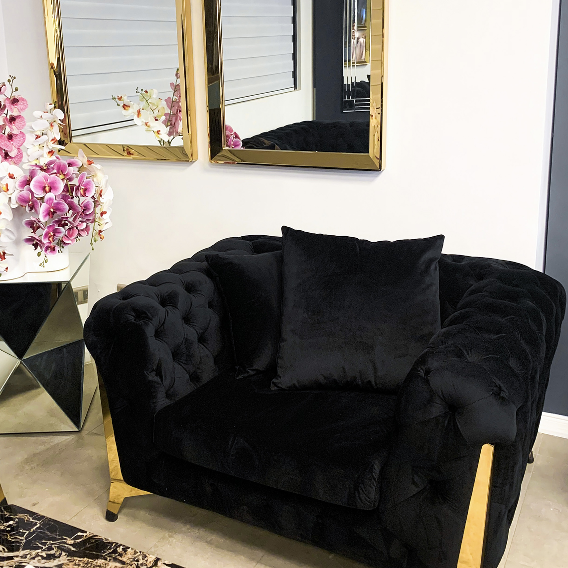 Sillón Montecarlo Individual Velvet Negro  1