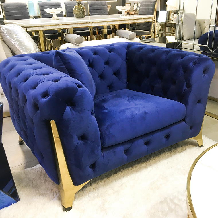 Sillón Montecarlo Individual Velvet Azul 1