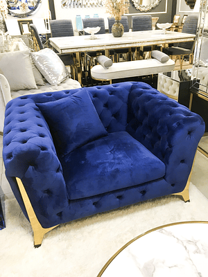Sillón Montecarlo Individual Velvet Azul