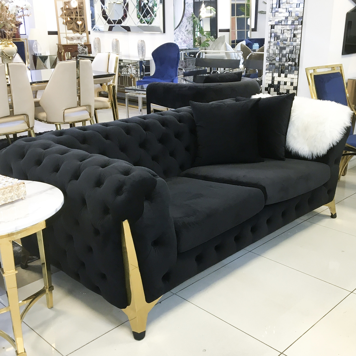 Sofá Montecarlo 2 cuerpos Velvet Negro 1